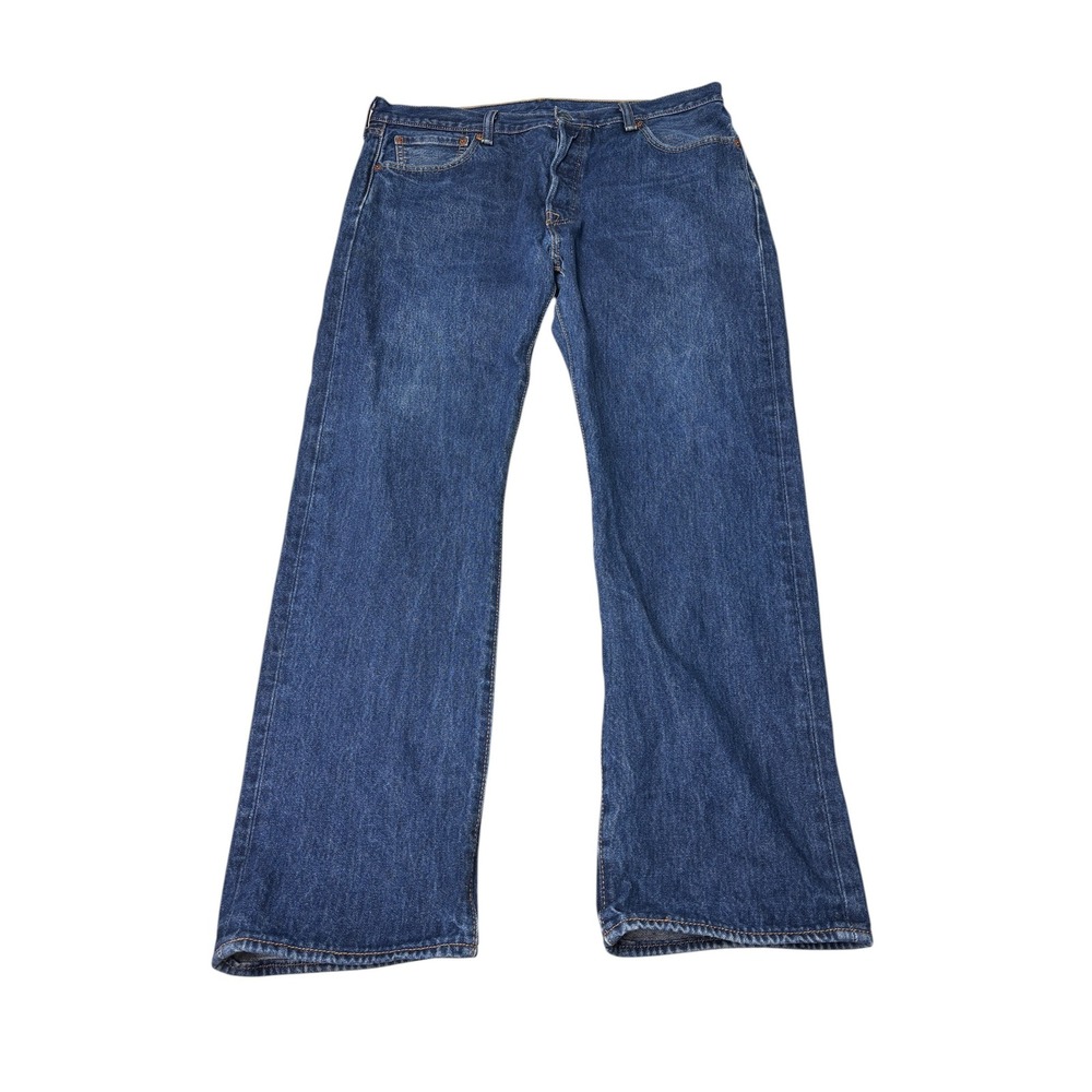 Levis 501 Original Fit Mens Jeans W36 L30 Medium Wash Blue Button Fly Denim